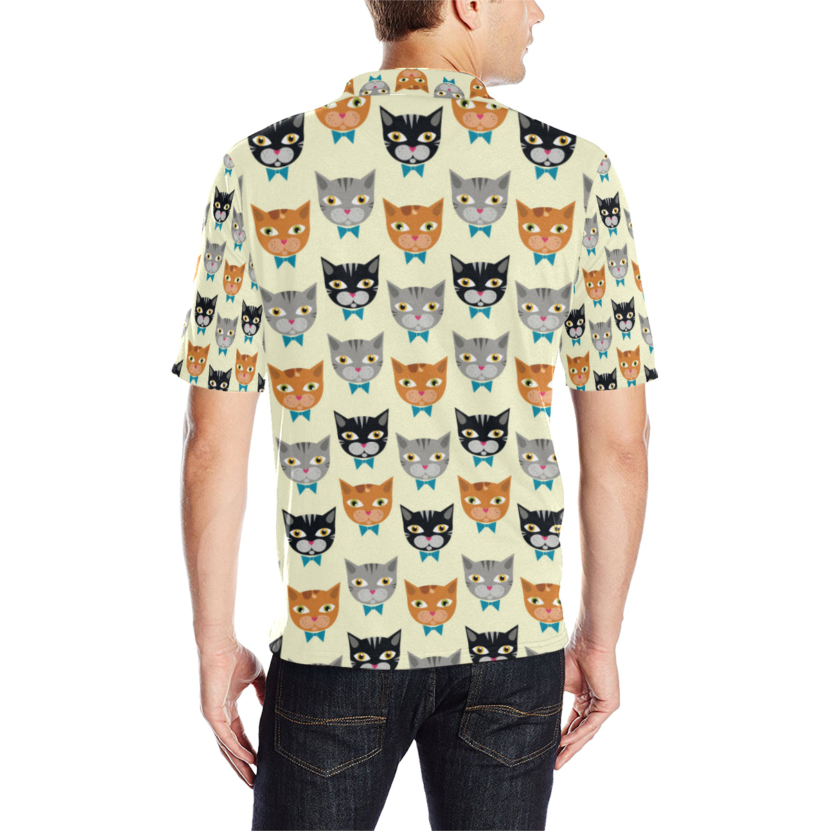 Cat Pattern Print Design 05 Men Polo Shirt