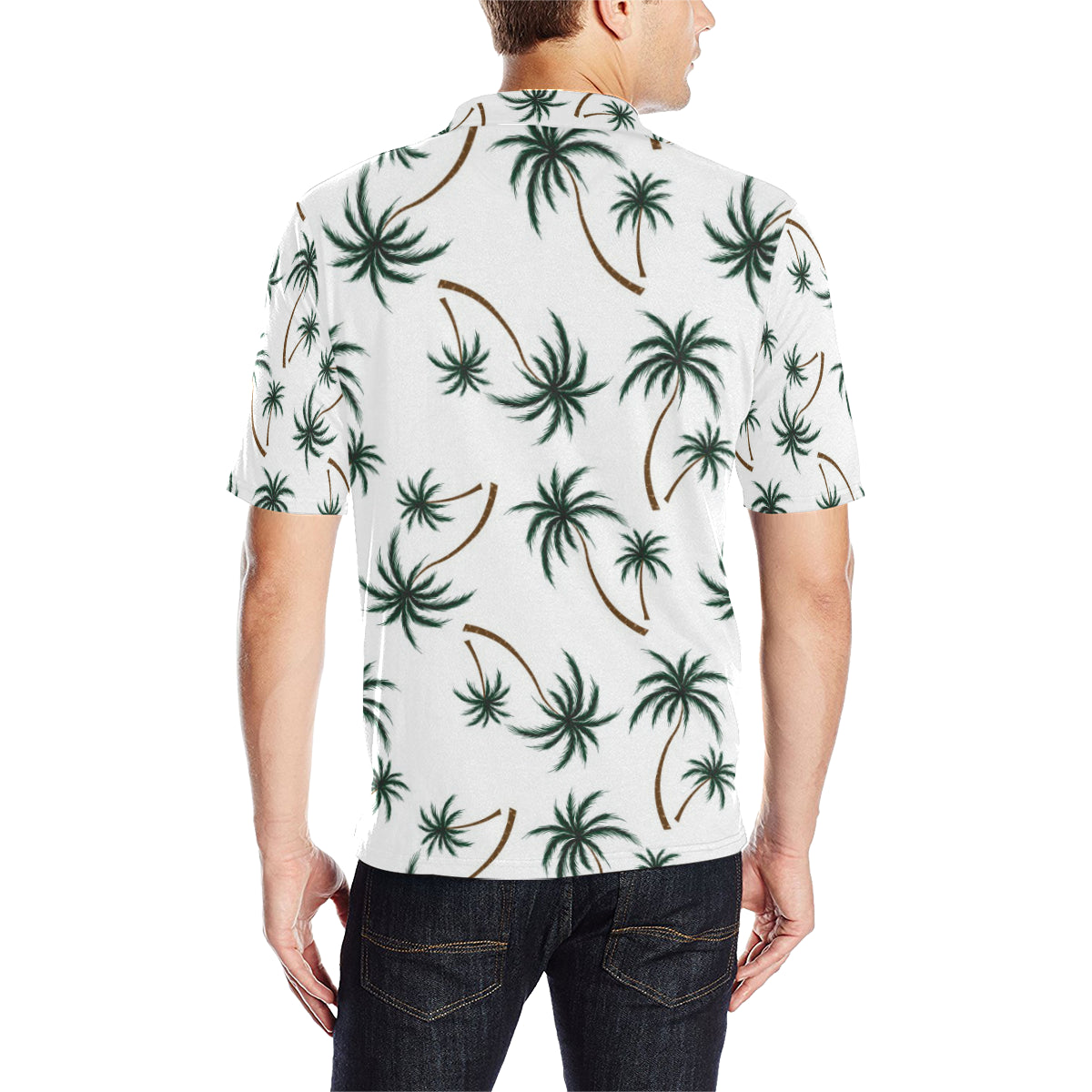Palm Tree Pattern Print Design PT07 Men Polo Shirt