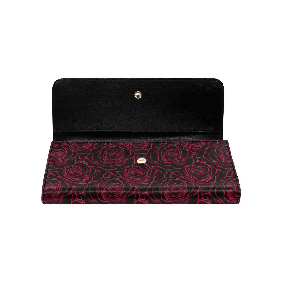 Red Rose Design Print Women's Trifold Wallet