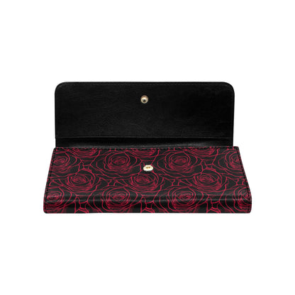 Red Rose Design Print Women's Trifold Wallet