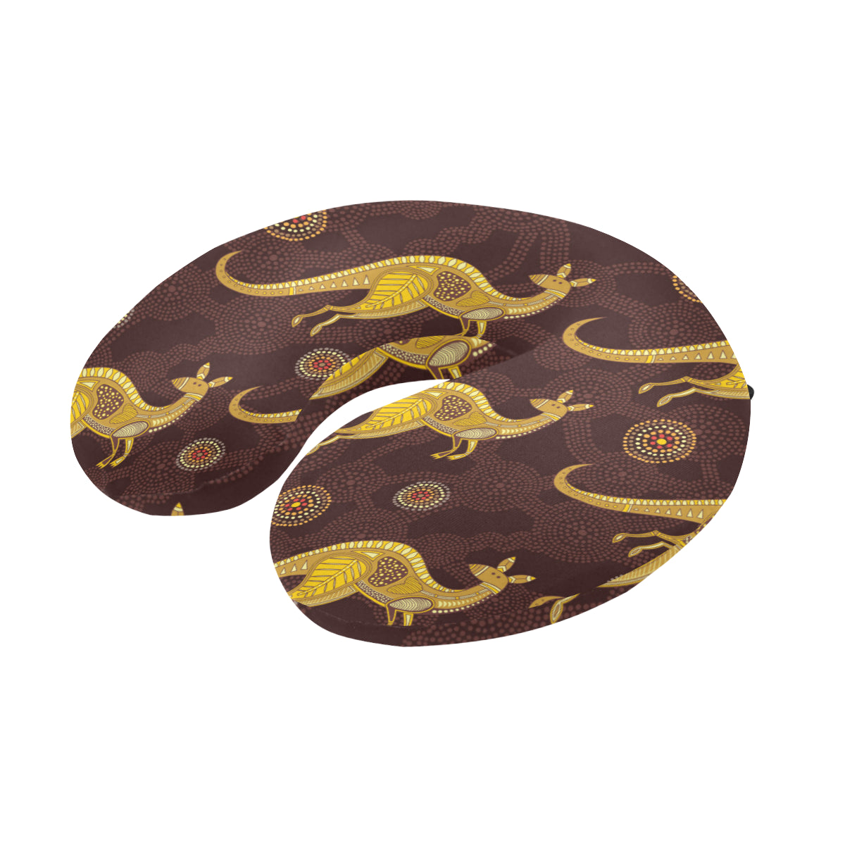 Kangaroos Aboriginal Pattern Print Design 08 U-Shaped Travel Neck Pillow