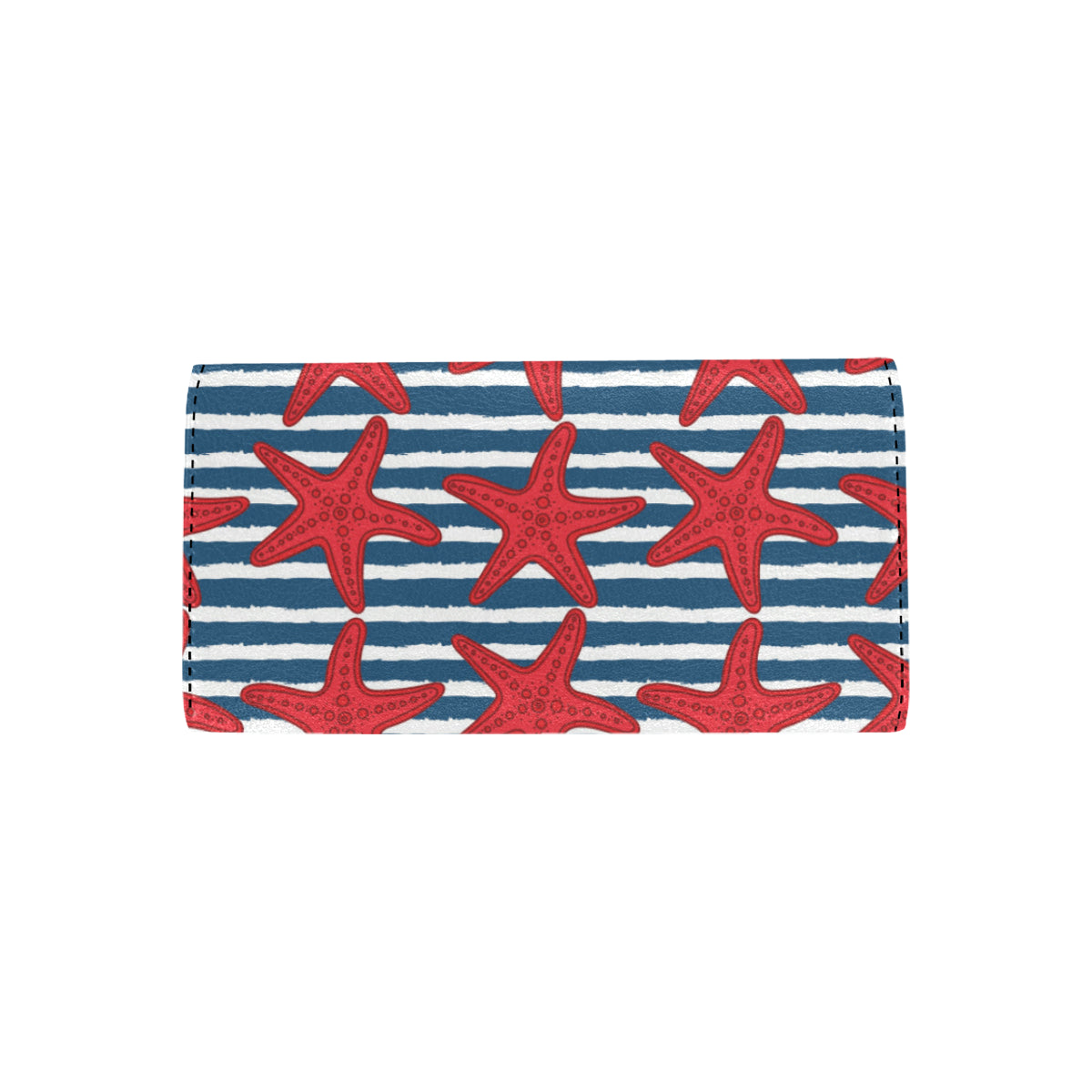 Starfish Red Pattern Print Design 02 Women's Trifold Wallet
