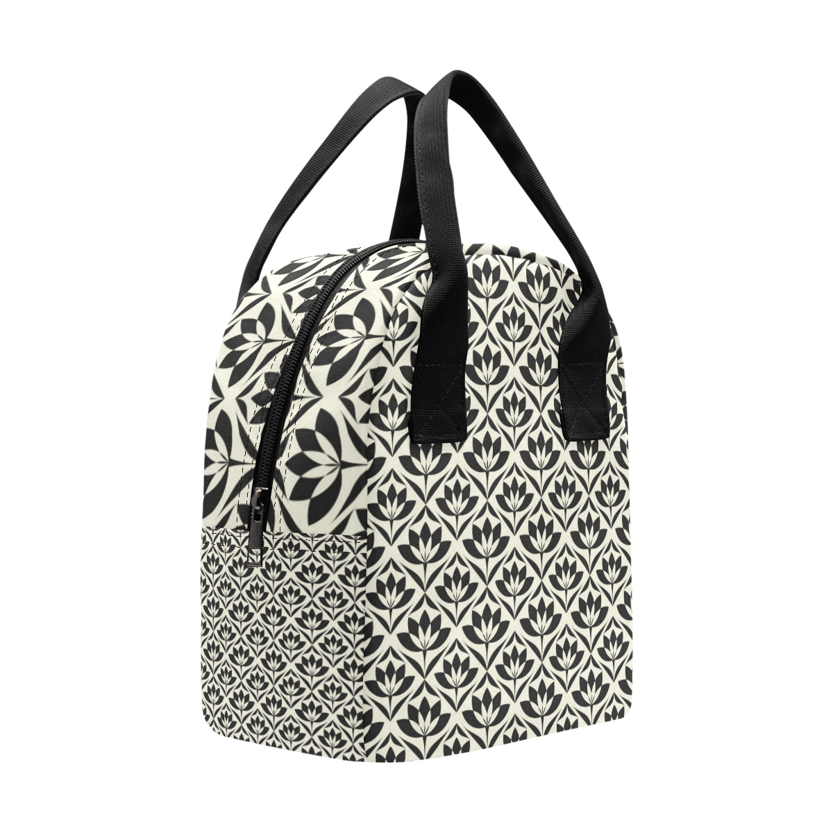 Lotus Pattern Print Insulated Lunch Bag