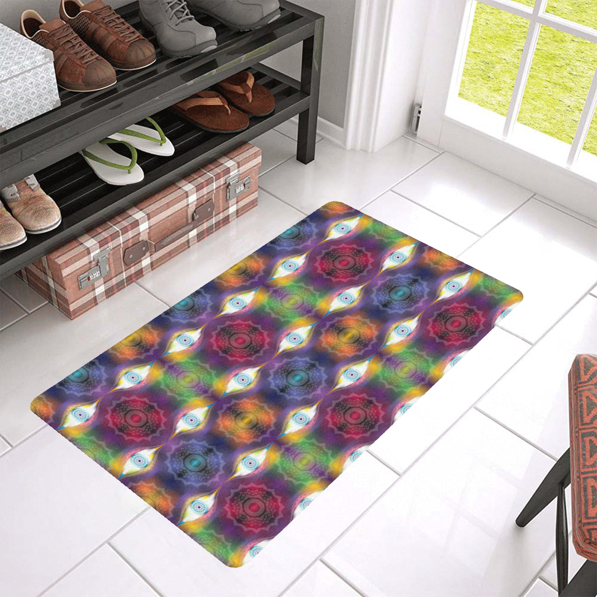 Chakra Eye Print Pattern Rubber Doormat