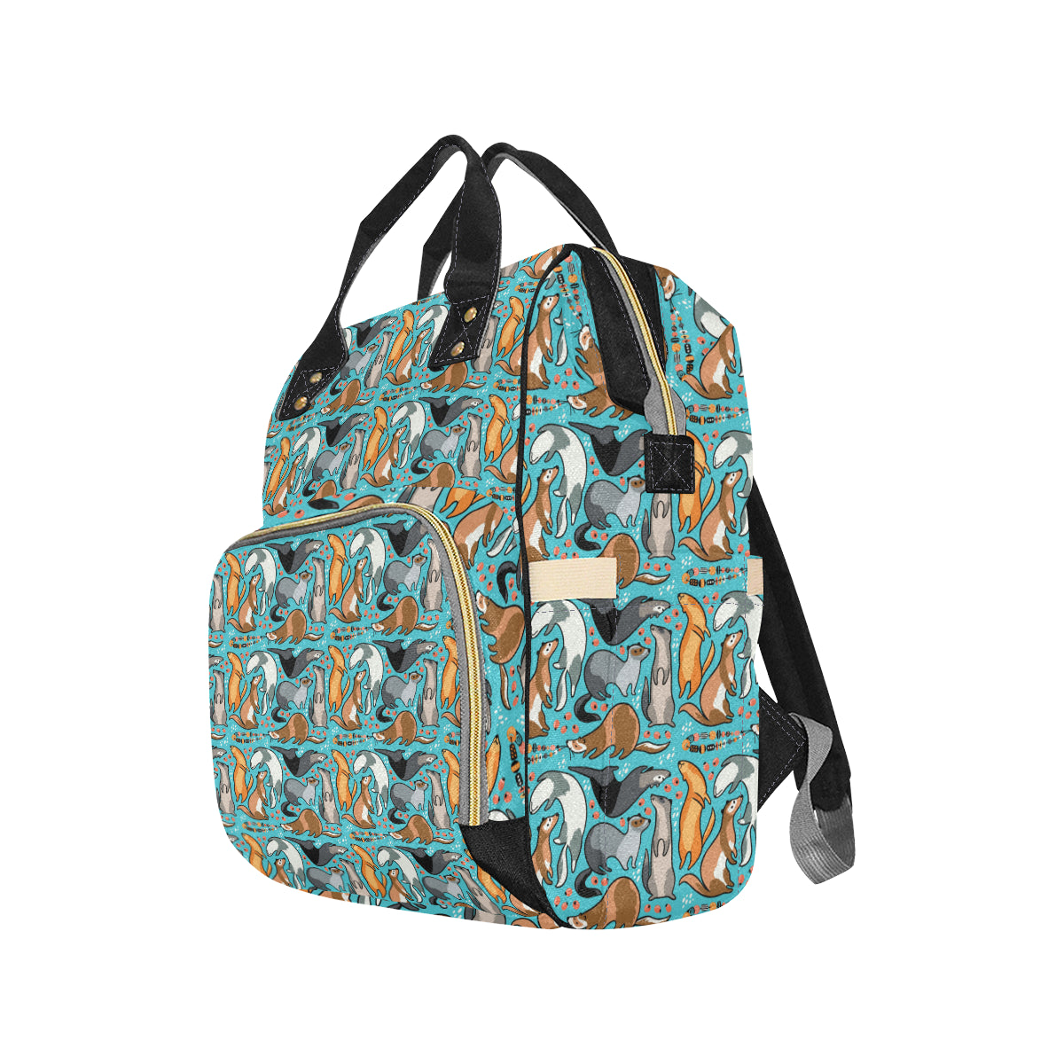 Ferret Pattern Print Design 03 Diaper Bag Backpack