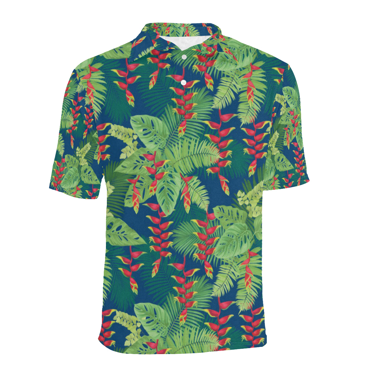 Heliconia Pattern Print Design HL08 Men Polo Shirt