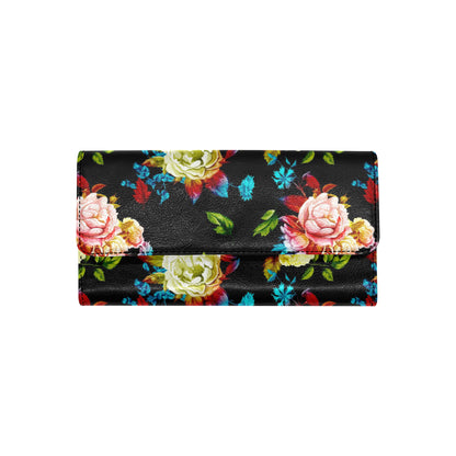 Peony Pattern Print Design PE07 Women's Trifold Wallet