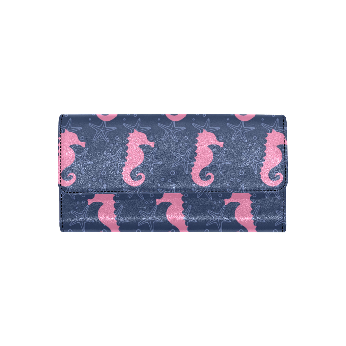 SeaHorse Pink Pattern Print Design 02 Women's Trifold Wallet