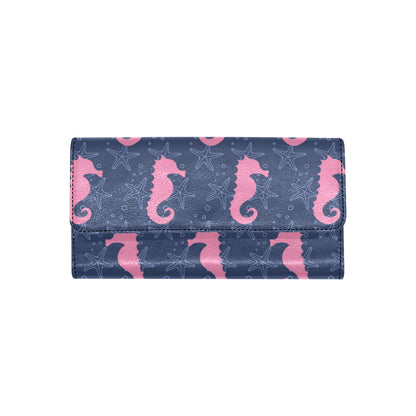 SeaHorse Pink Pattern Print Design 02 Women's Trifold Wallet