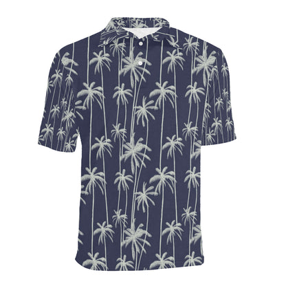 Palm Tree Pattern Print Design PT06 Men Polo Shirt
