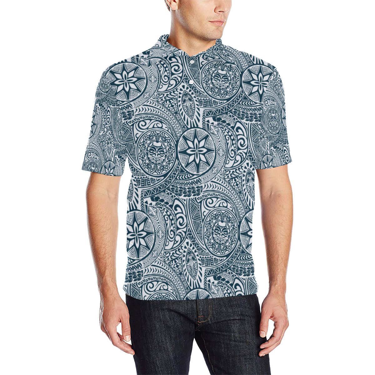 Polynesian Pattern Print Design A03 Men Polo Shirt