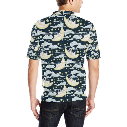 Rabbit Sleeping Pattern Print Design RB08 Men Polo Shirt