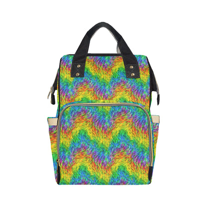Rainbow Fur Design Print Diaper Bag Backpack