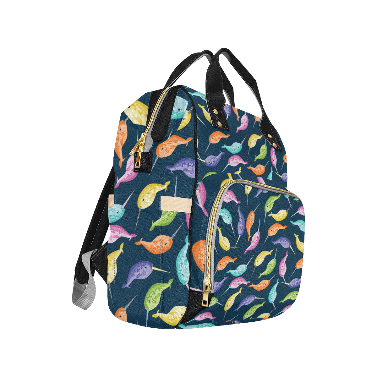 Narwhal Colorful Pattern Print Design 03 Diaper Bag Backpack