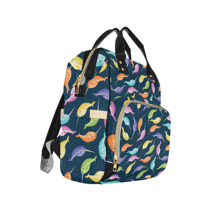 Narwhal Colorful Pattern Print Design 03 Diaper Bag Backpack