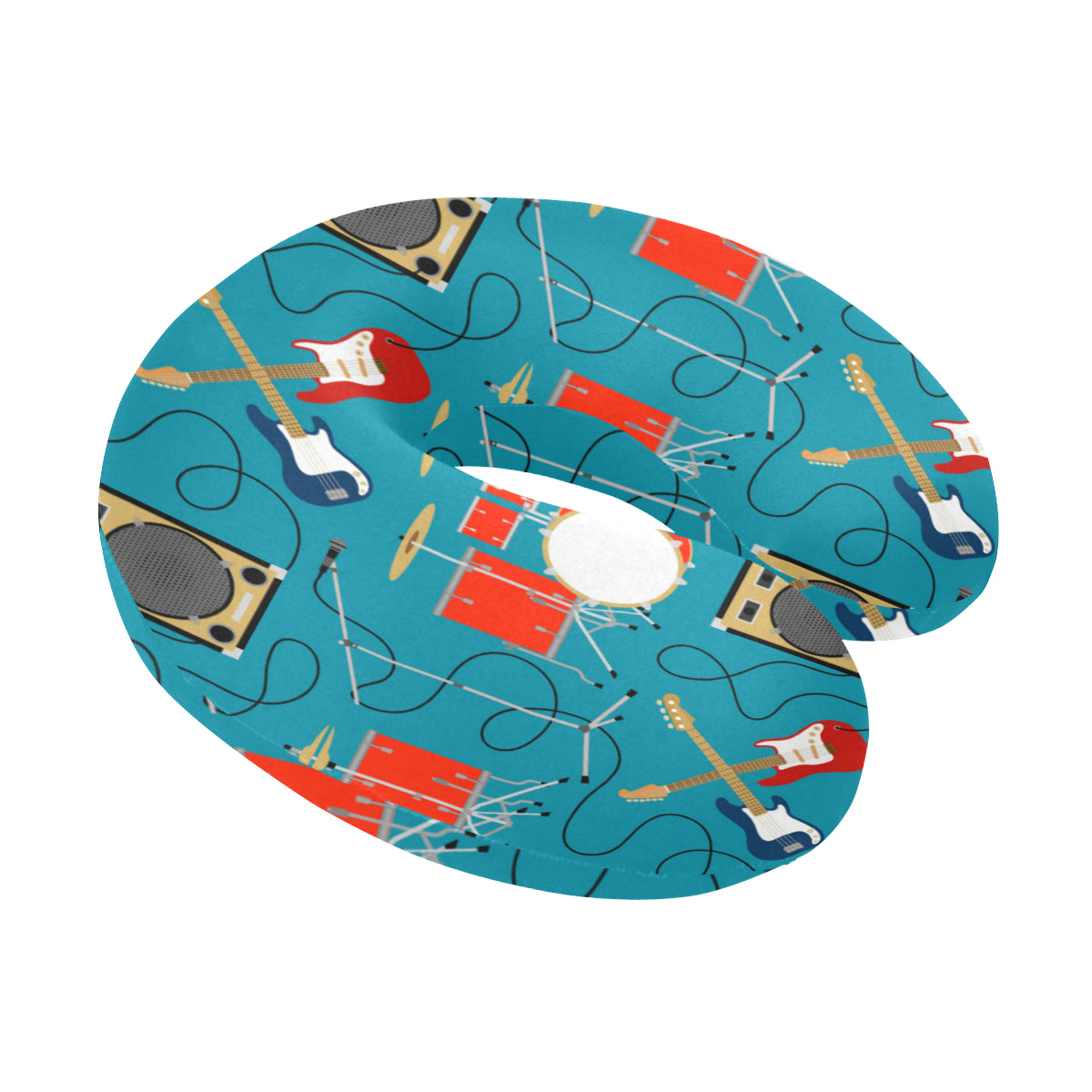 Drum Set Guitar Pattern Print Design 02 U-Shaped Travel Neck Pillow