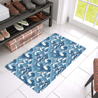 Wave Themed Pattern Print Rubber Doormat