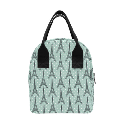 Eiffel Tower Polka Dot Print Insulated Lunch Bag