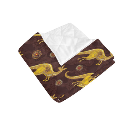 Kangaroos Aboriginal Pattern Print Design 08 Premium Quilt