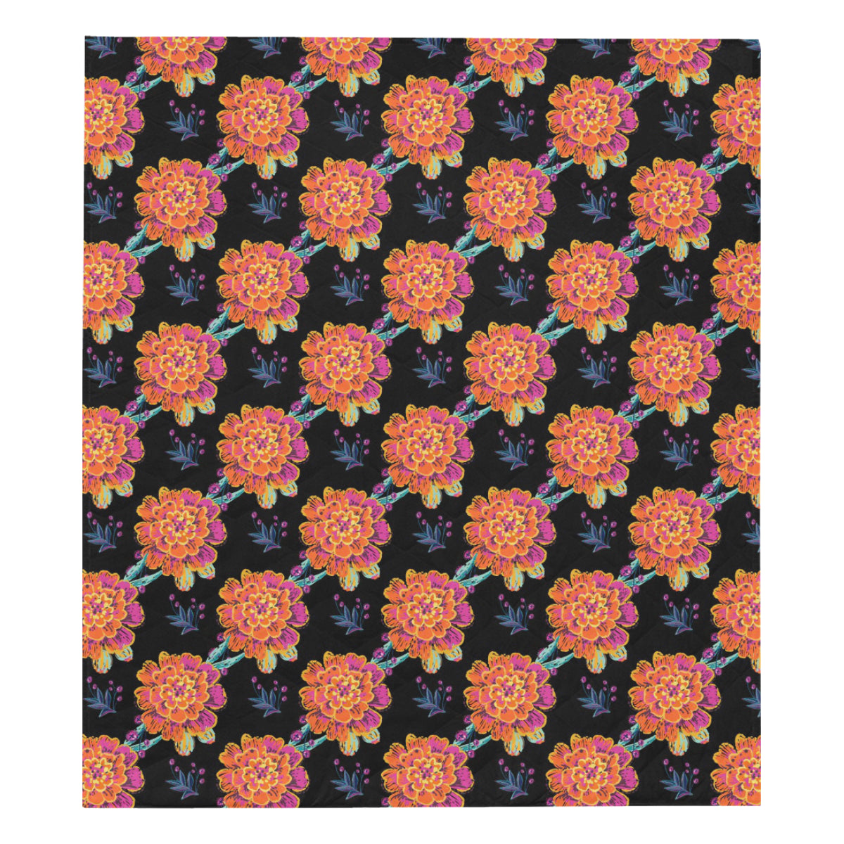 Marigold Pattern Print Design MR04 Premium Quilt