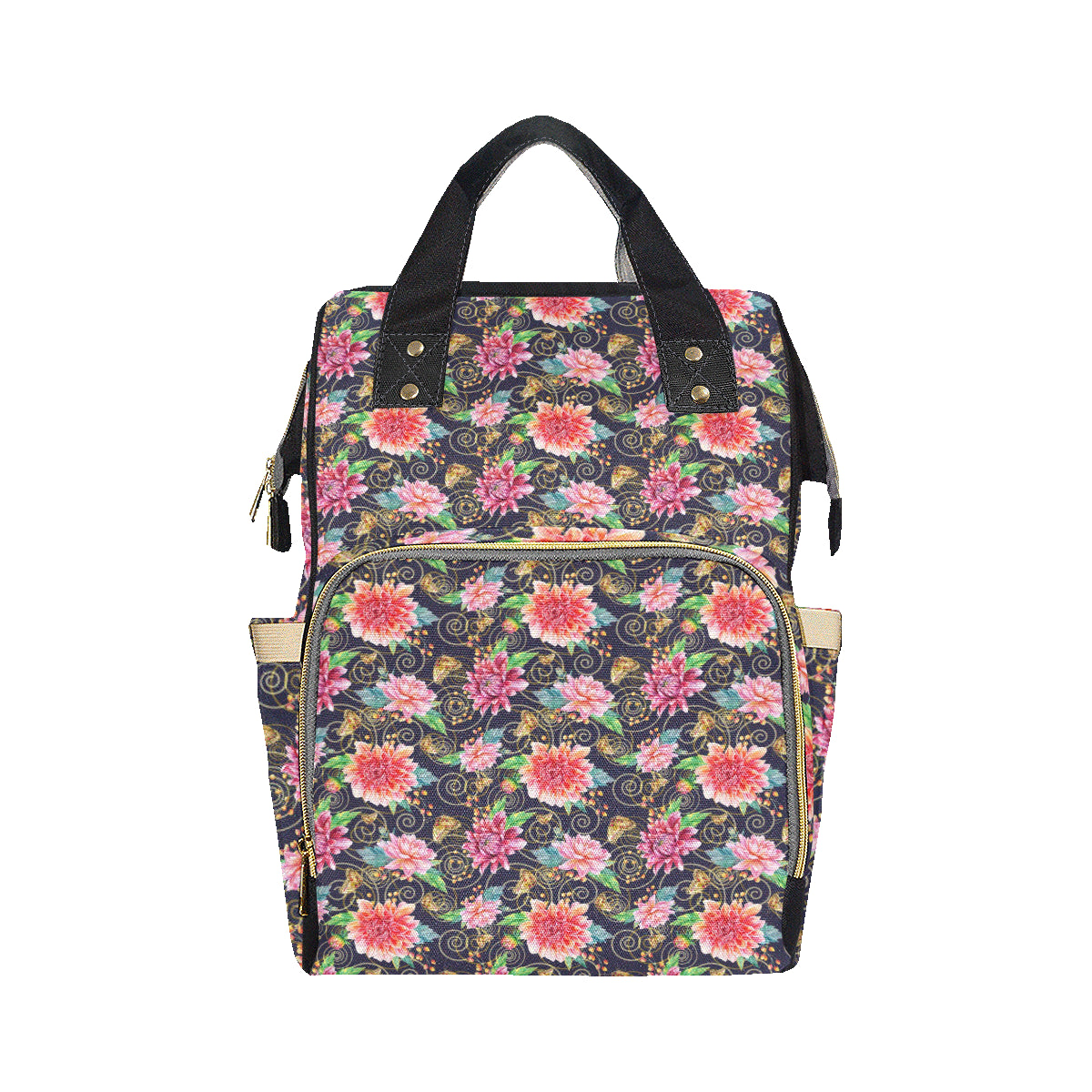 Dahlia Pattern Print Design DH02 Diaper Bag Backpack