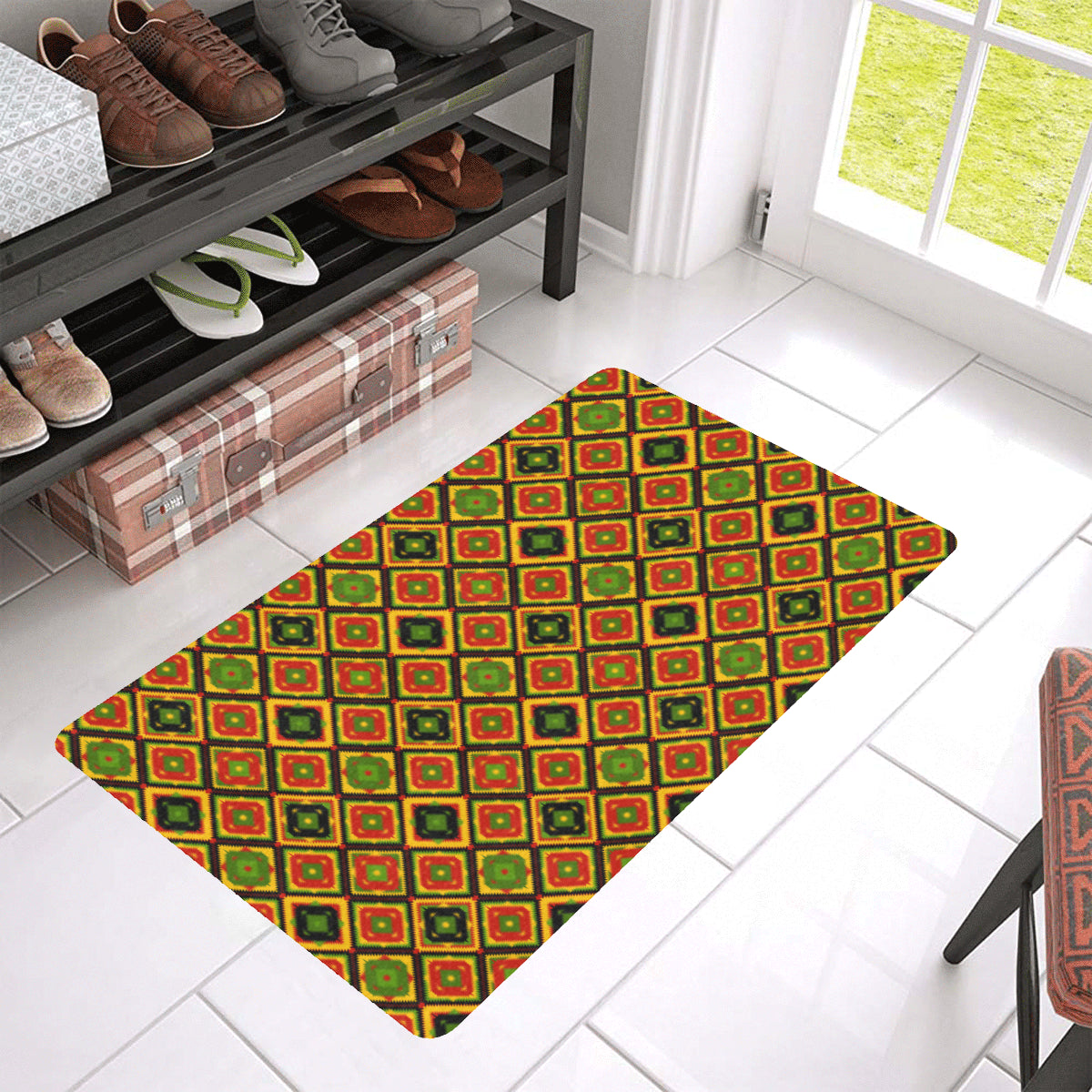 Rasta Reggae Color Pattern Rubber Doormat