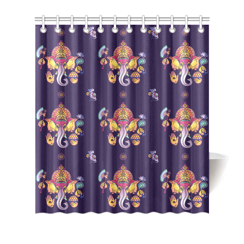 Ganesha Pattern Print Design 04 Shower Curtain