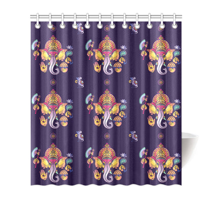 Ganesha Pattern Print Design 04 Shower Curtain