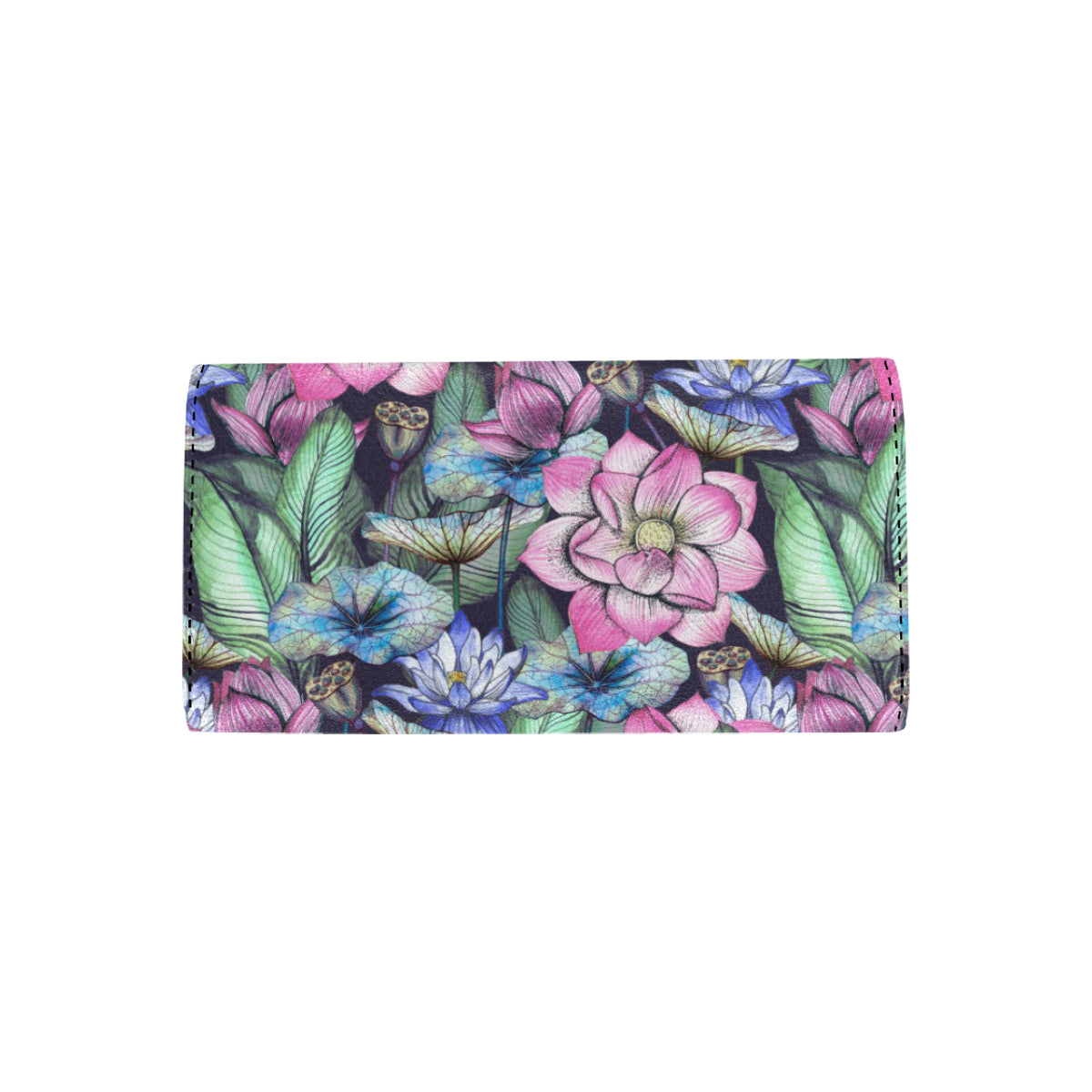 Water Lily Pattern Print Design WL07 Women's Trifold Wallet