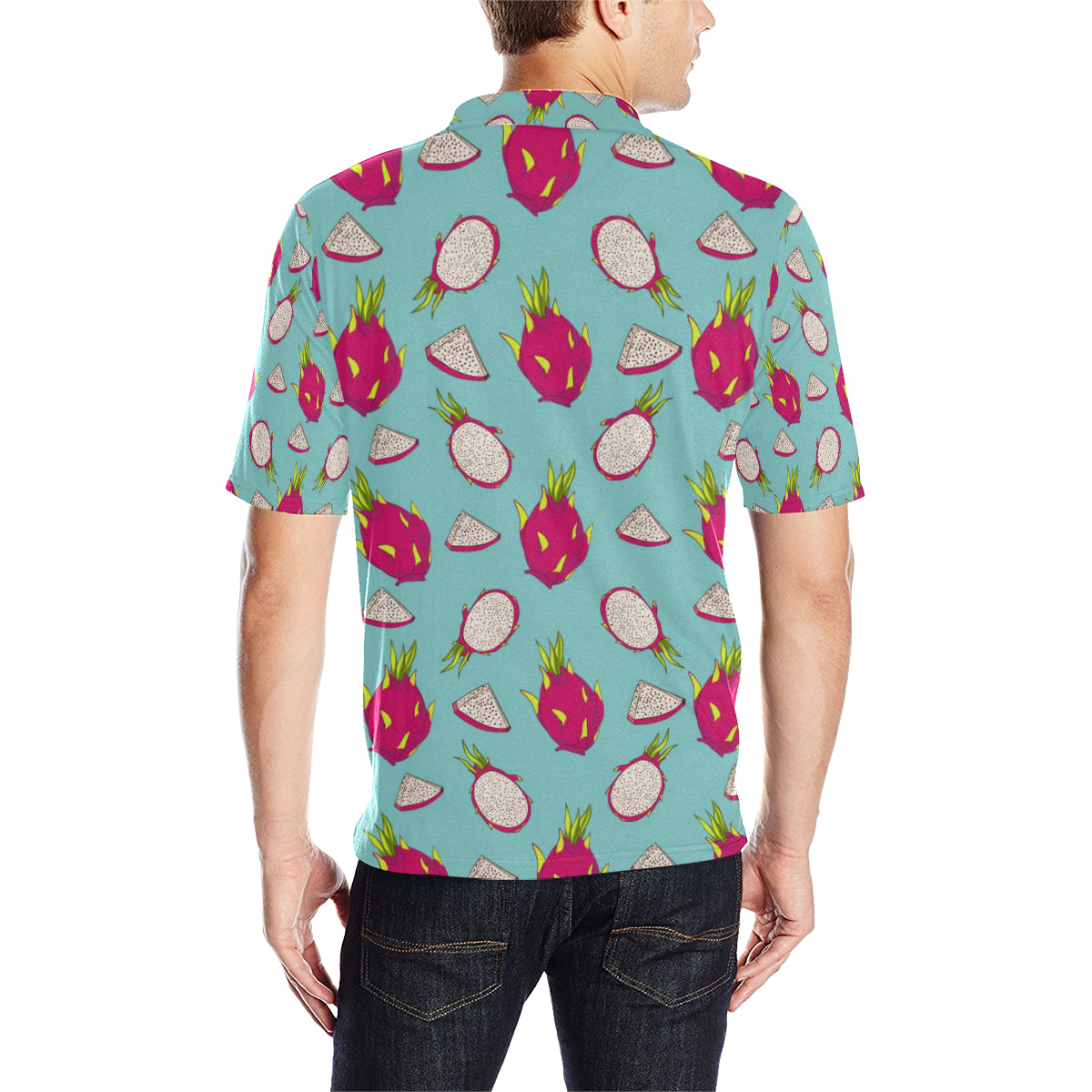 Dragonfruit Pattern Print Design DF01 Men Polo Shirt