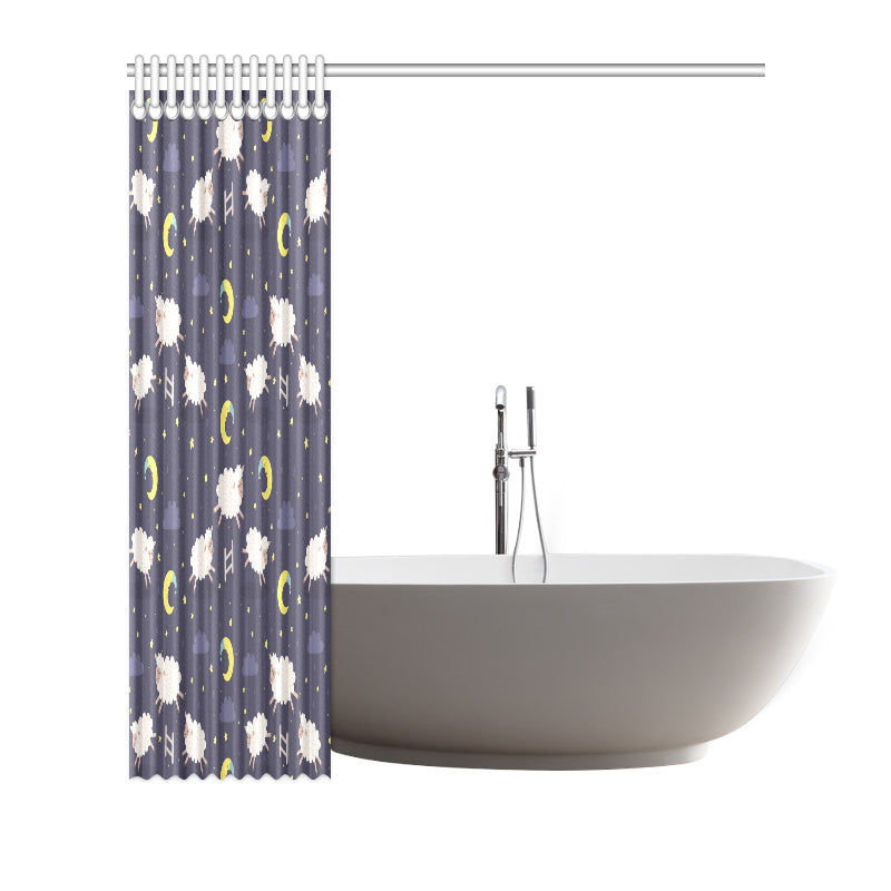 Sheep Night Pattern Print Design 02 Shower Curtain