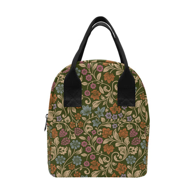 Floral Vintage Print Pattern Insulated Lunch Bag