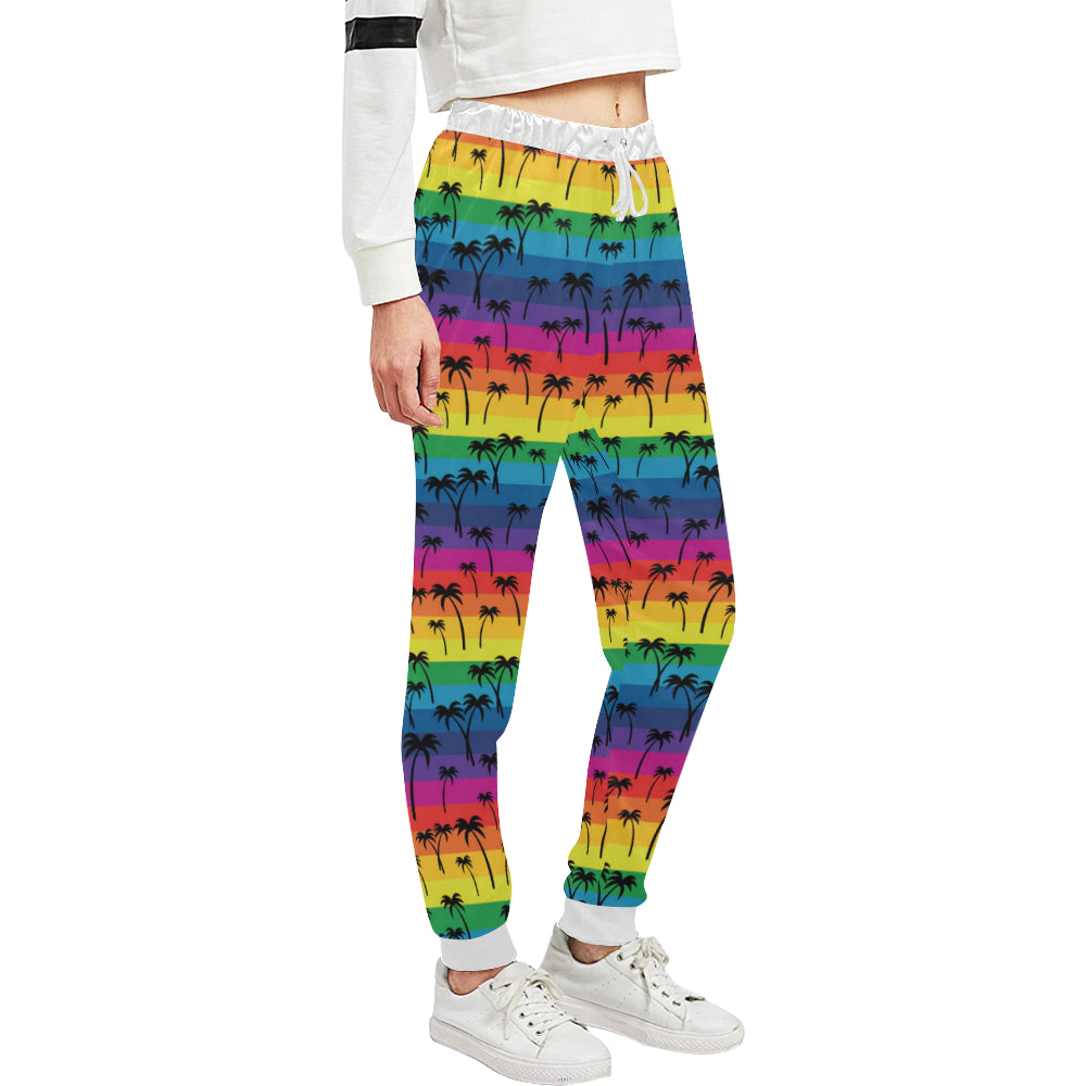 Palm Tree Rainbow Themed Print Unisex Sweatpants