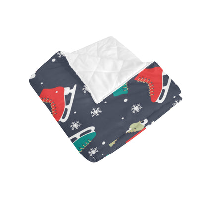 Ice Skate Pattern Print Design 04 Premium Quilt