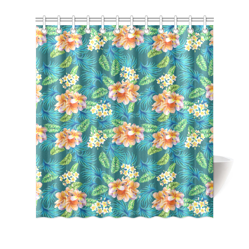 Plumeria Tropical Flower Design Print Shower Curtain
