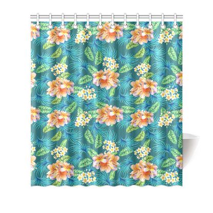 Plumeria Tropical Flower Design Print Shower Curtain