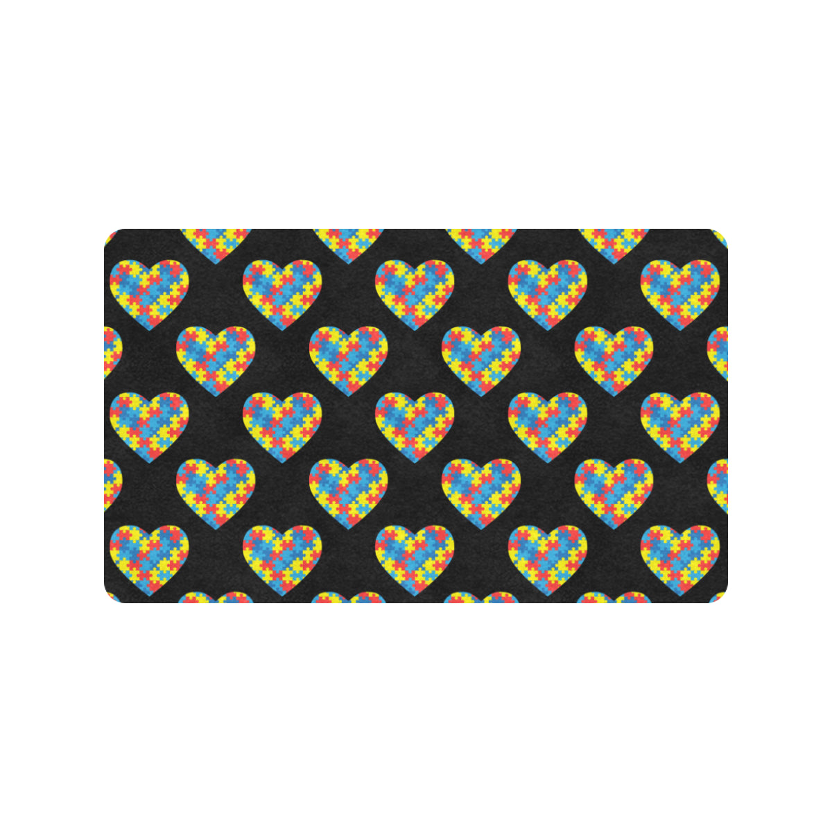 Autism Awareness Heart Design Print Rubber Doormat