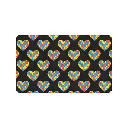 Autism Awareness Heart Design Print Rubber Doormat