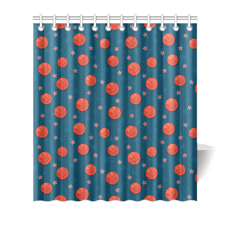 Basketball Pattern Print Design 02 Shower Curtain