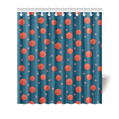 Basketball Pattern Print Design 02 Shower Curtain