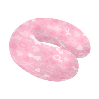 Breast cancer Pattern Print Design 01 U-Shaped Travel Neck Pillow