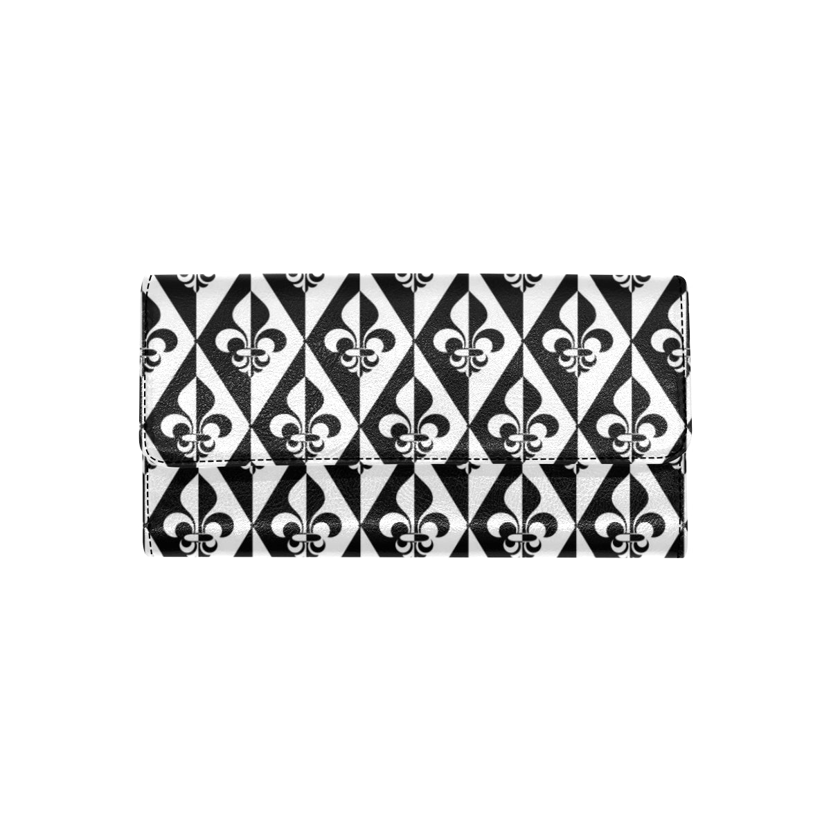 Fleur De Lis Black White Pattern Print Design 02 Women's Trifold Wallet