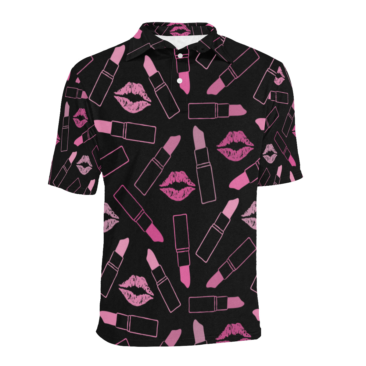 Lipstick Pink Pattern Print Design 01 Men Polo Shirt