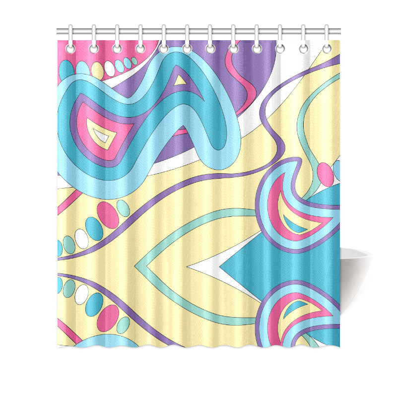 Funky Retro Pattern Print Design A01 Shower Curtain