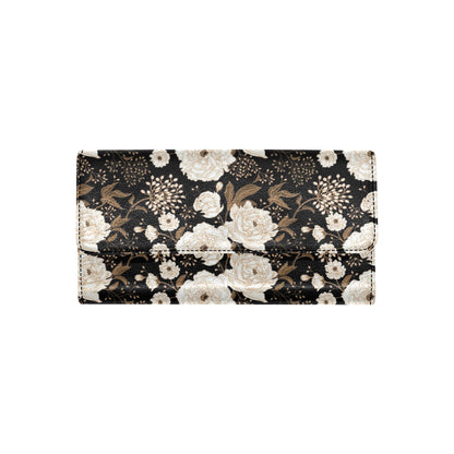 Peony Pattern Print Design A02 Women's Trifold Wallet