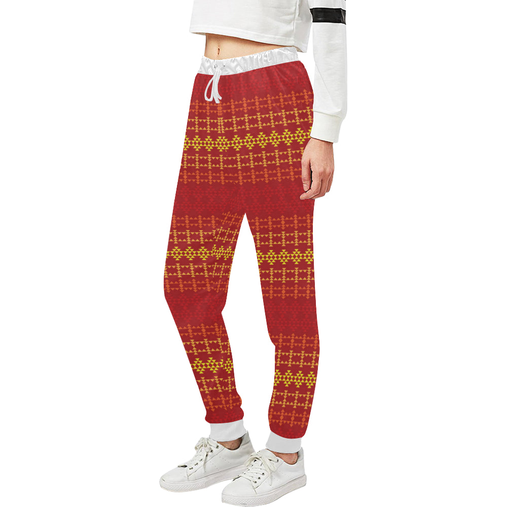 Southwest Red Gold Design Themed Print Unisex Sweatpants