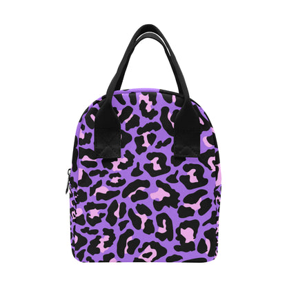 Cheetah Purple Neon Print Pattern Insulated Lunch Bag