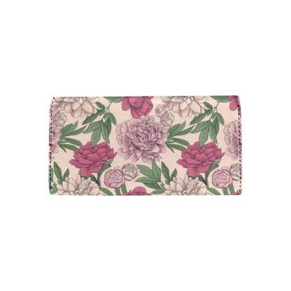 Peony Pattern Print Design A01 Women's Trifold Wallet