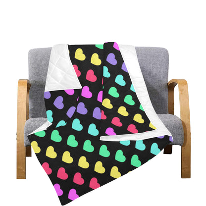 Heart Rainbow Pattern Print Design HE02 Premium Quilt