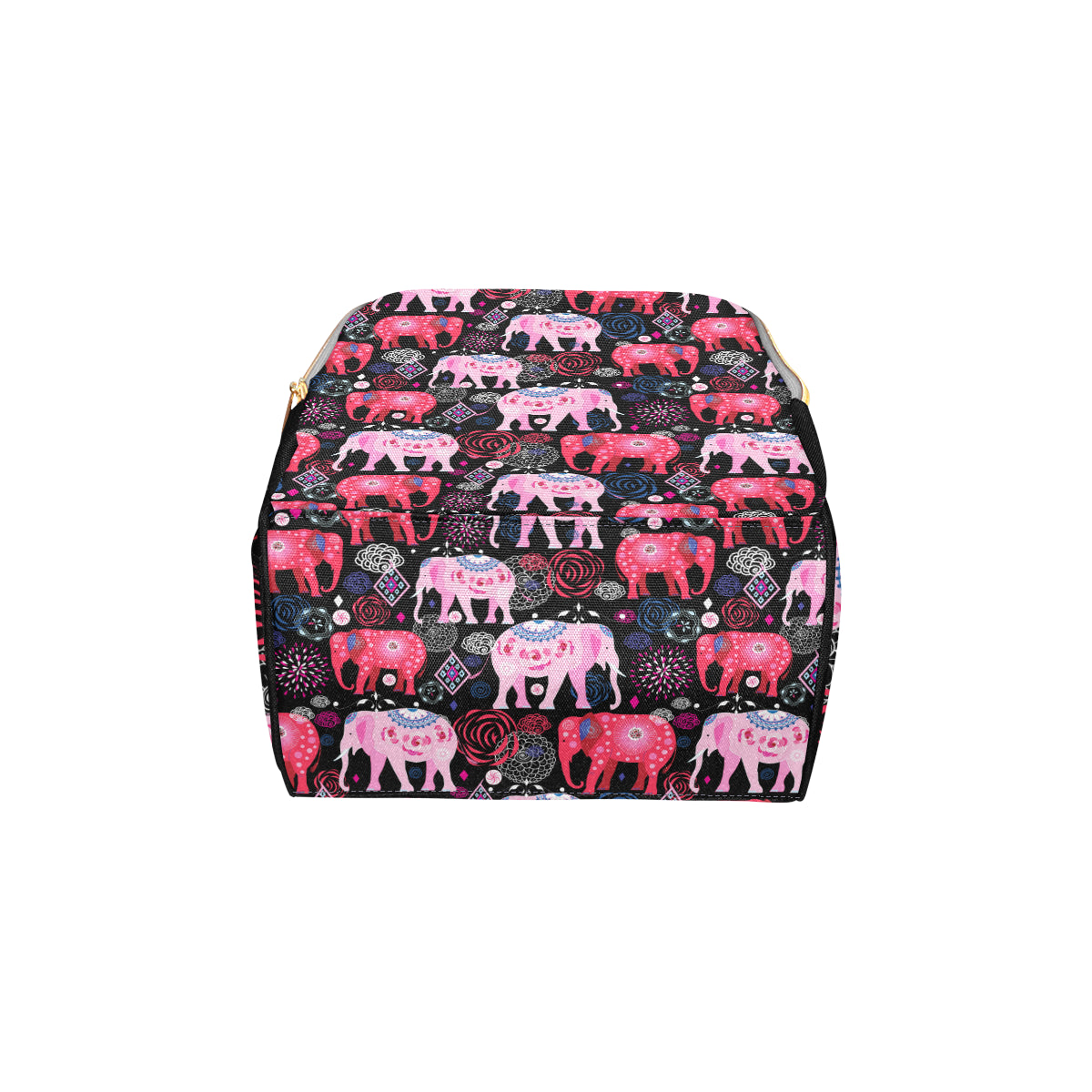 Pink Elephant Pattern Diaper Bag Backpack